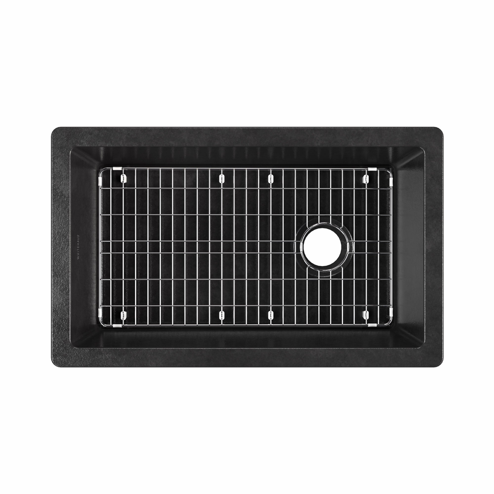 Undermount/drop-in single bowl fireclay kitchen sinks, stainless steel grid included