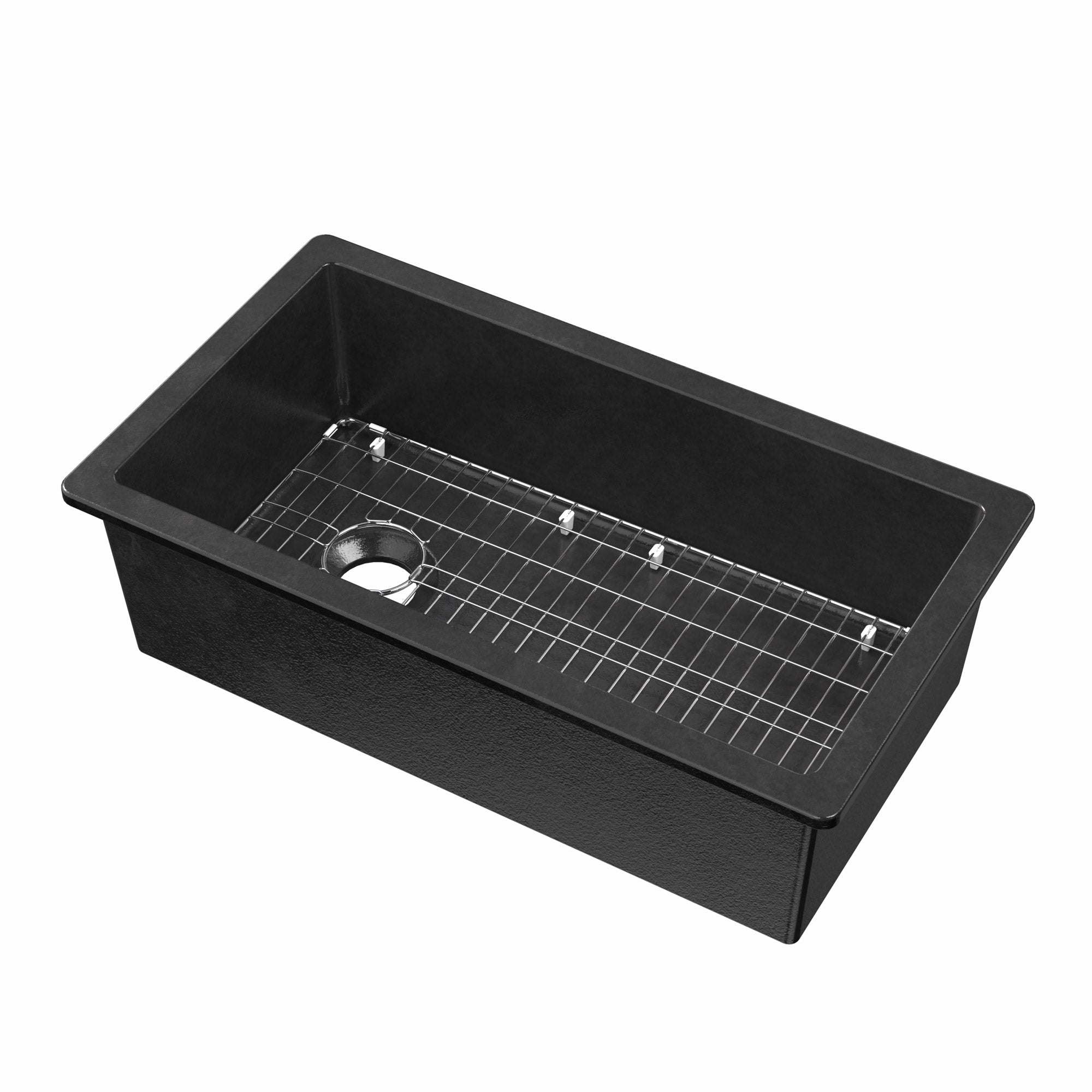 Undermount/drop-in single bowl fireclay kitchen sinks, stainless steel grid included