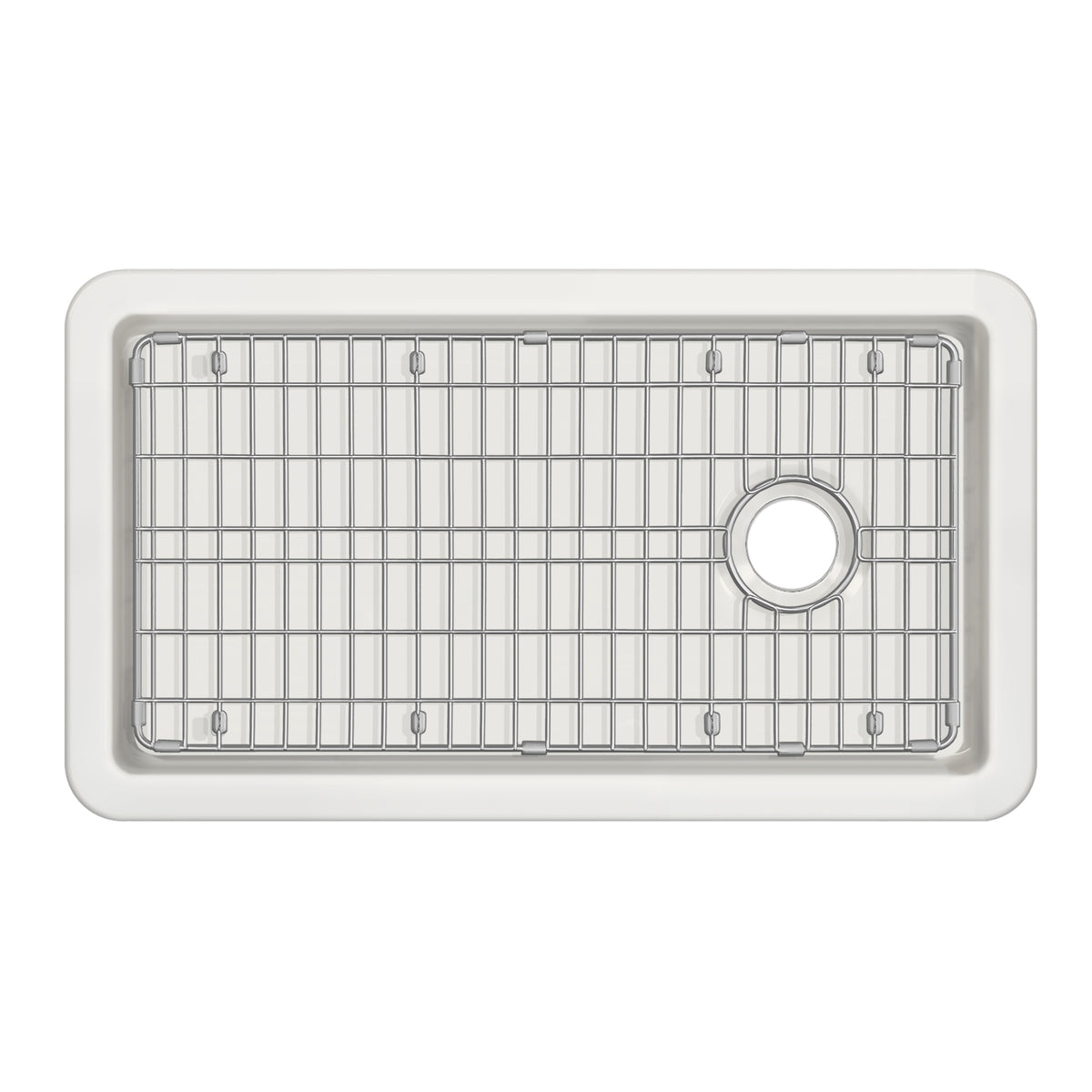 Undermount/Drop-in Single Bowl Fireclay Kitchen Sinks, Stainless Steel Grid Included