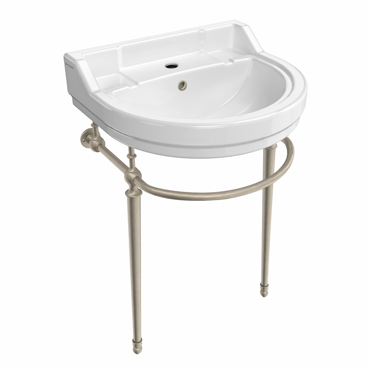 22&quot; Console Sink With Semi-Circular Bowl, Solid Brass Leg Supports and Front Towel Bar