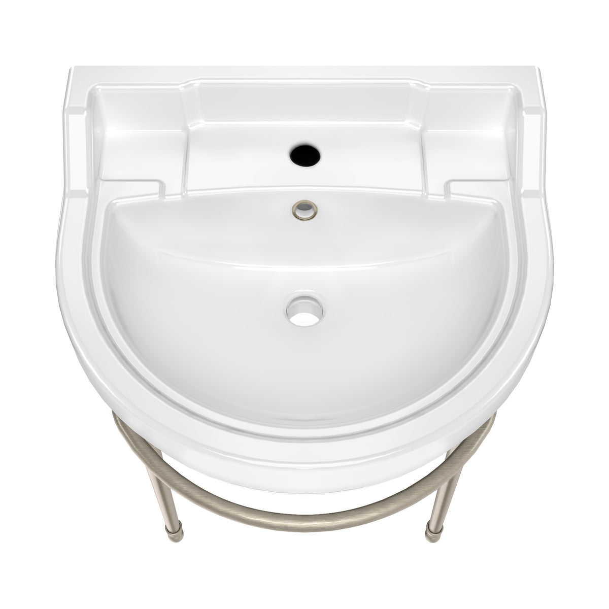 22&quot; Console Sink With Semi-Circular Bowl, Solid Brass Leg Supports and Front Towel Bar