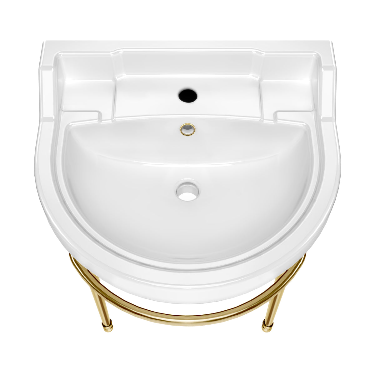 22&quot; Console Sink With Semi-Circular Bowl, Solid Brass Leg Supports and Front Towel Bar