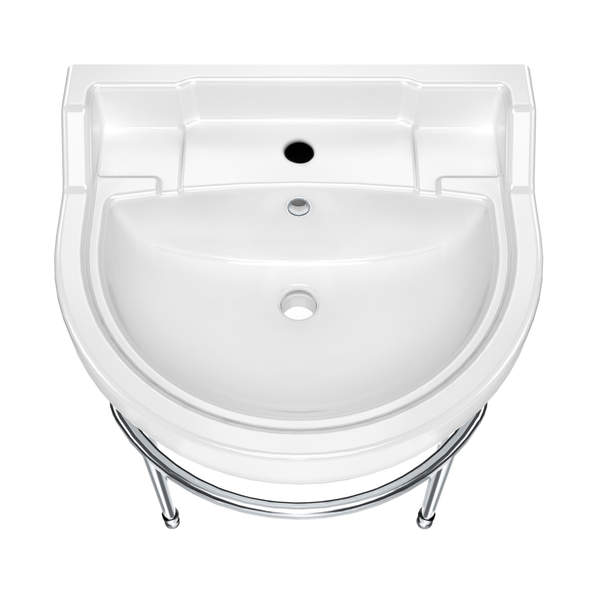 22&quot; Console Sink With Semi-Circular Bowl, Solid Brass Leg Supports and Front Towel Bar