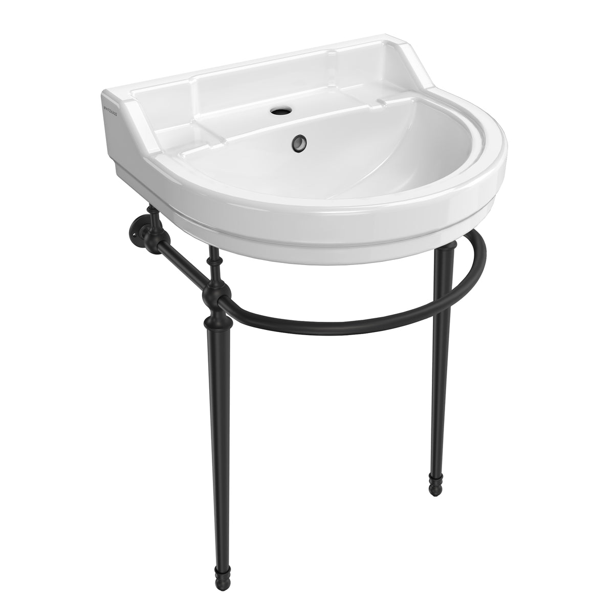 22&quot; Console Sink With Semi-Circular Bowl, Solid Brass Leg Supports and Front Towel Bar