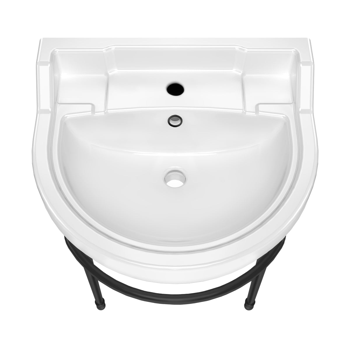 22&quot; Console Sink With Semi-Circular Bowl, Solid Brass Leg Supports and Front Towel Bar