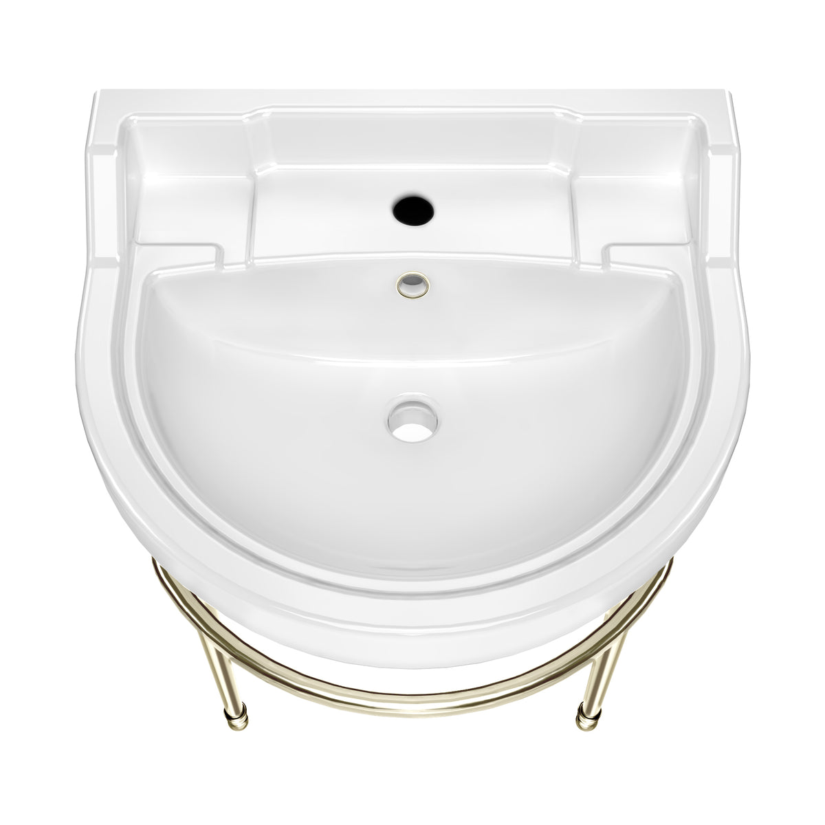 22&quot; Console Sink With Semi-Circular Bowl, Solid Brass Leg Supports and Front Towel Bar