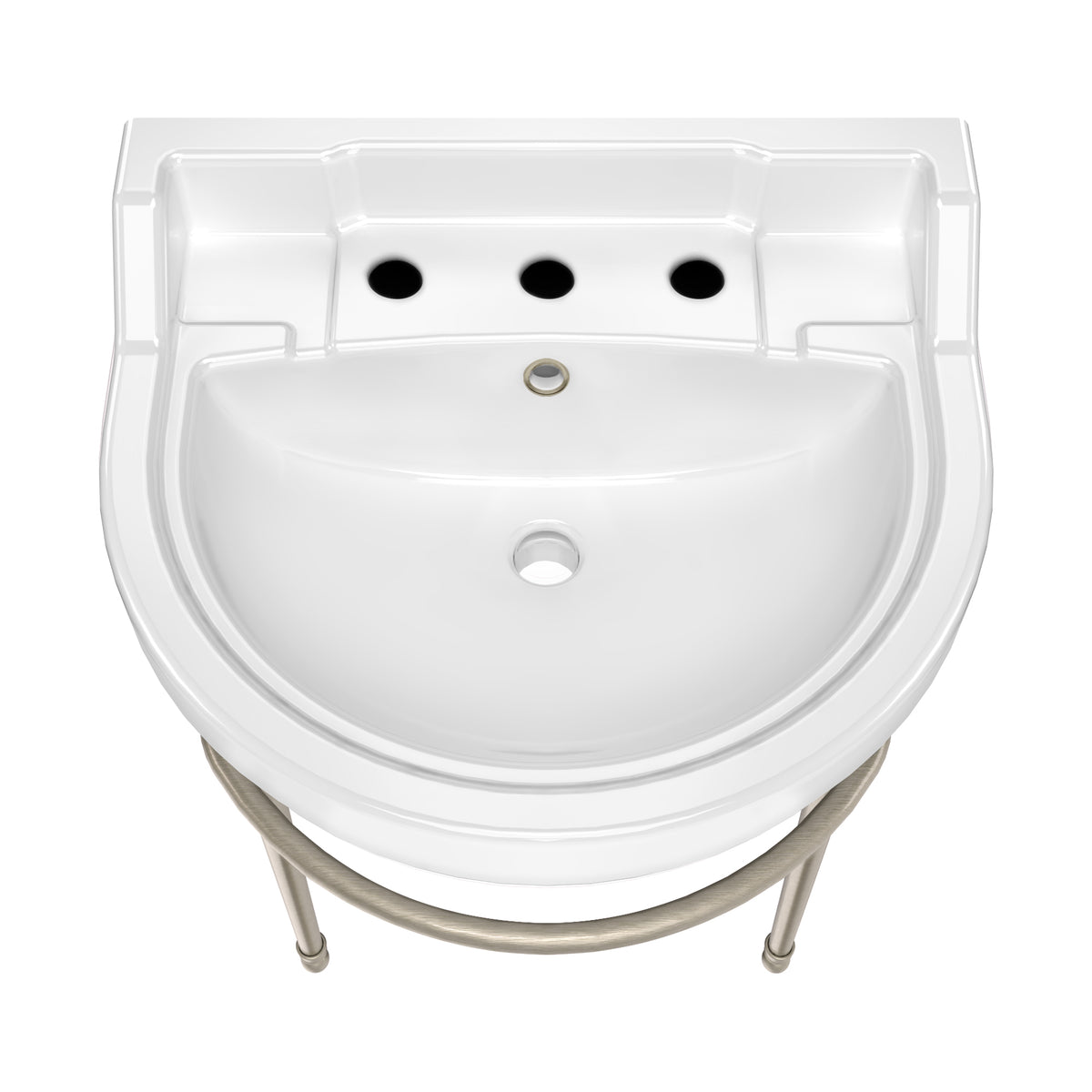 22&quot; Console Sink With Semi-Circular Bowl, Solid Brass Leg Supports and Front Towel Bar