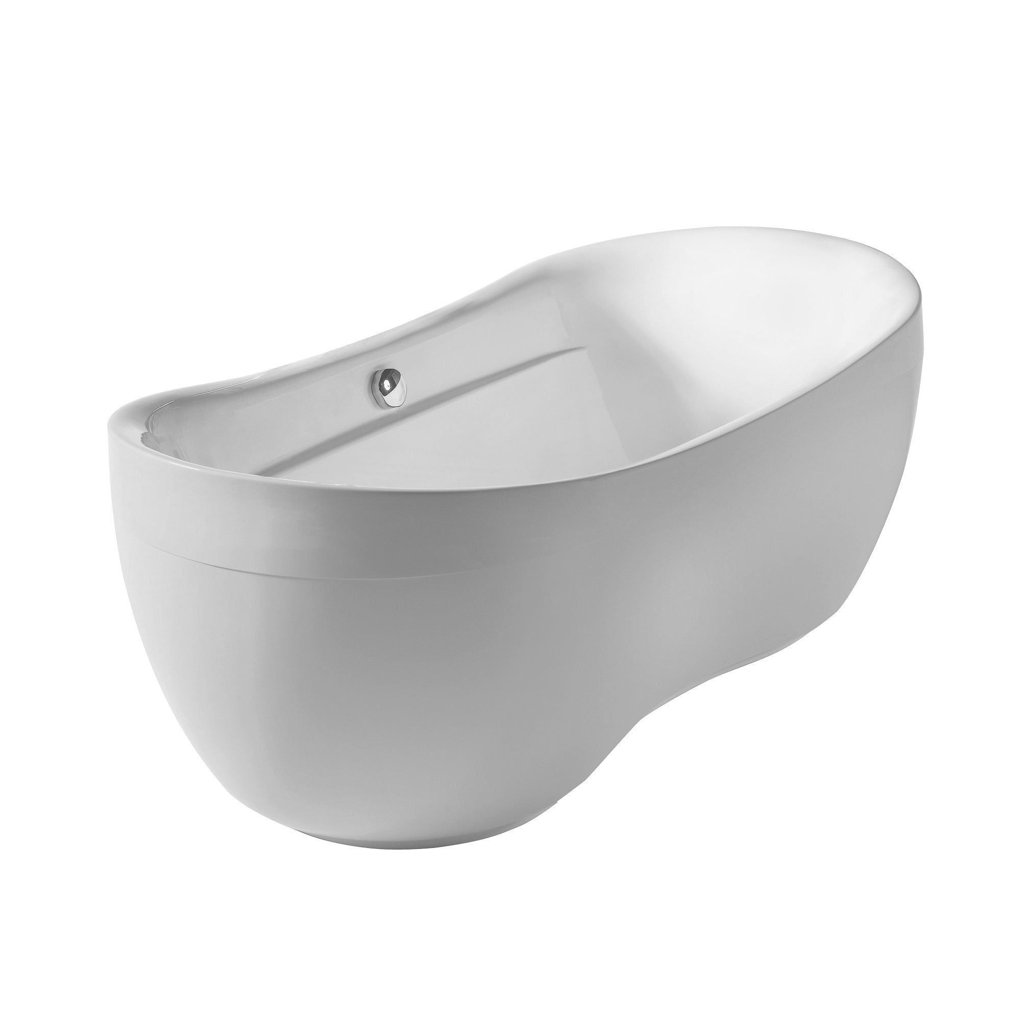 Oval Double Ended Lucite Acrylic Freestanding Bathtub with Curved Rim