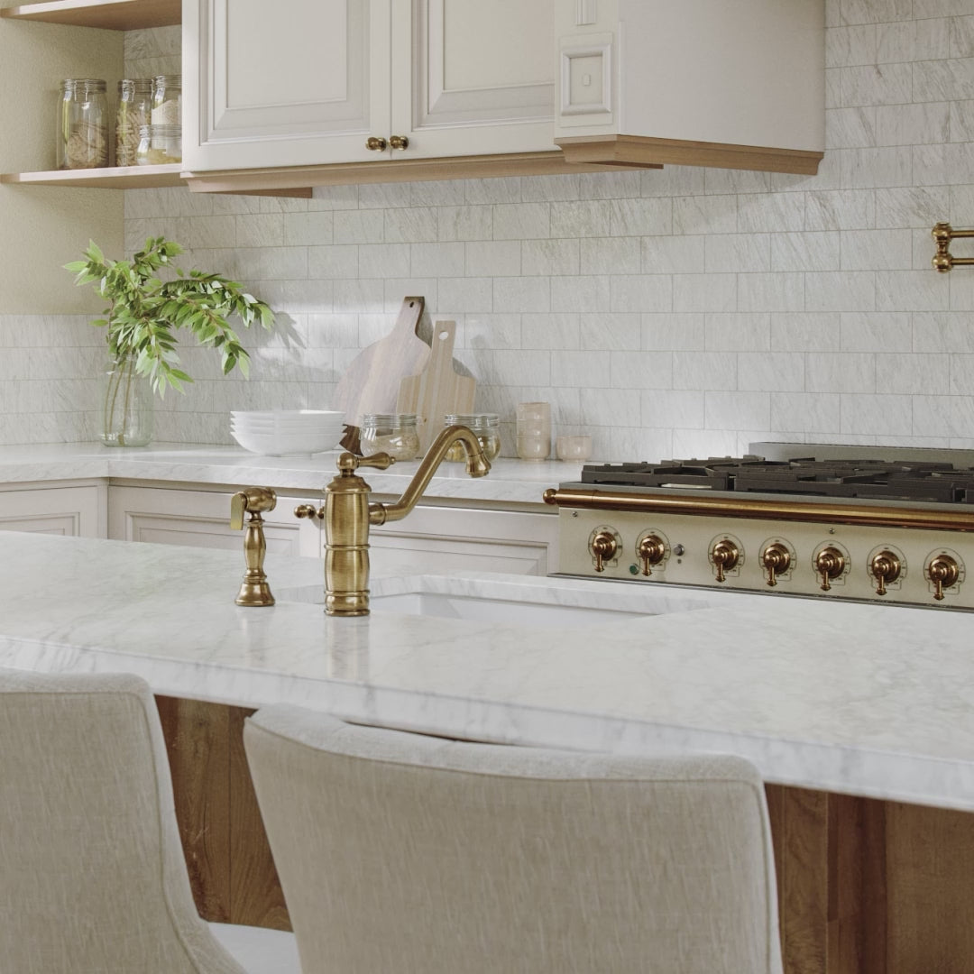 Load video: Wall Mount Retractable Swing Spout Pot Filler with Lever Handles