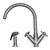 Luxe+ Dual Handle Faucet with Gooseneck Swivel Spout, "V" Cross Style Handles and Solid Brass Side Spray