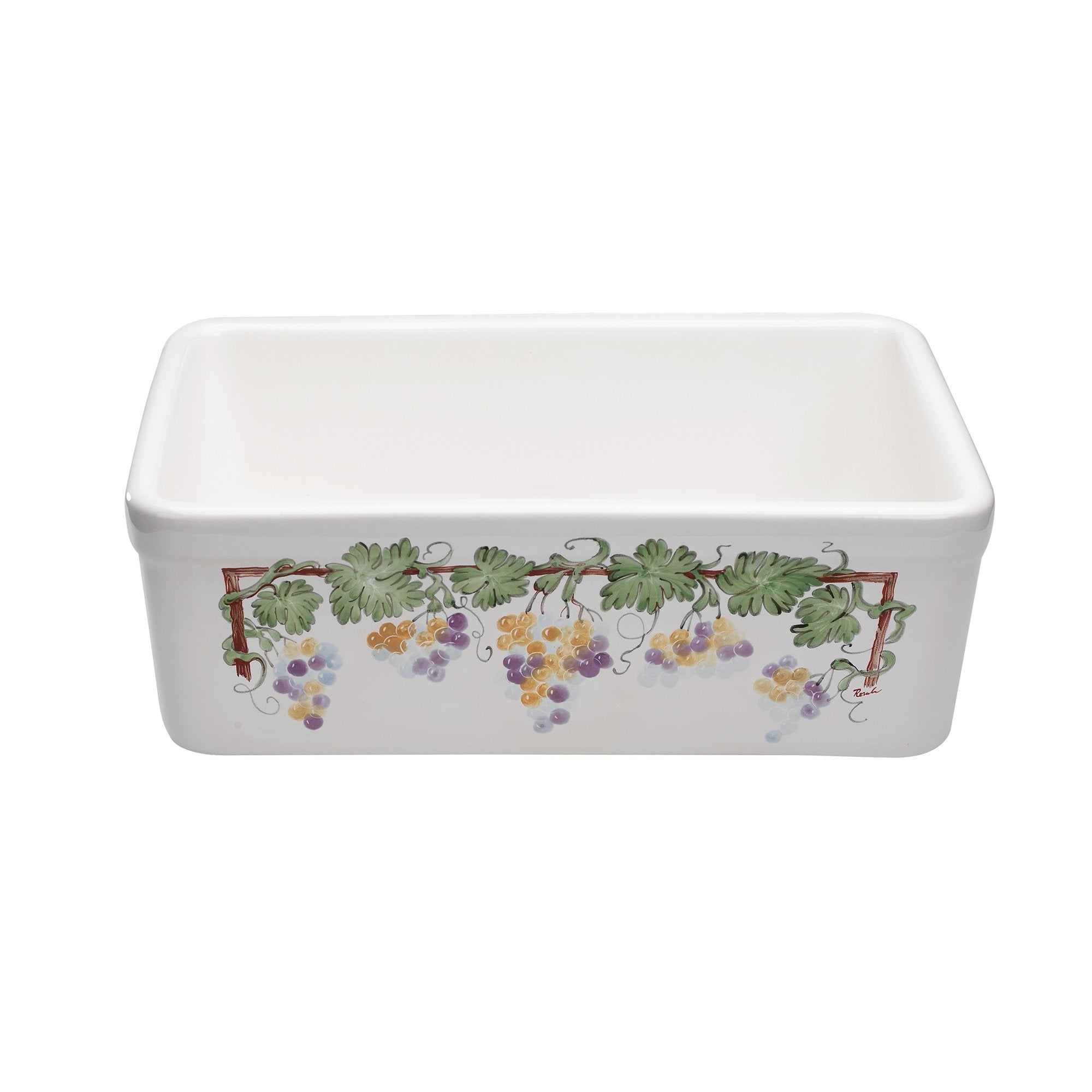 26" Single bowl hand-painted fireclay kitchen sink