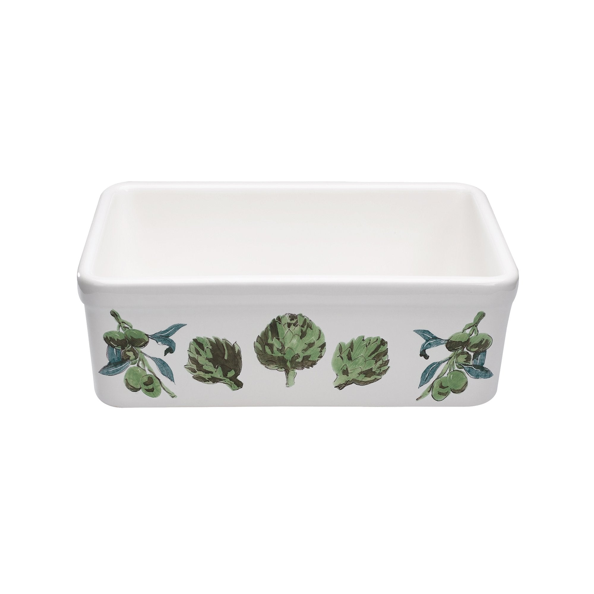 24" Single bowl hand-painted fireclay kitchen sink