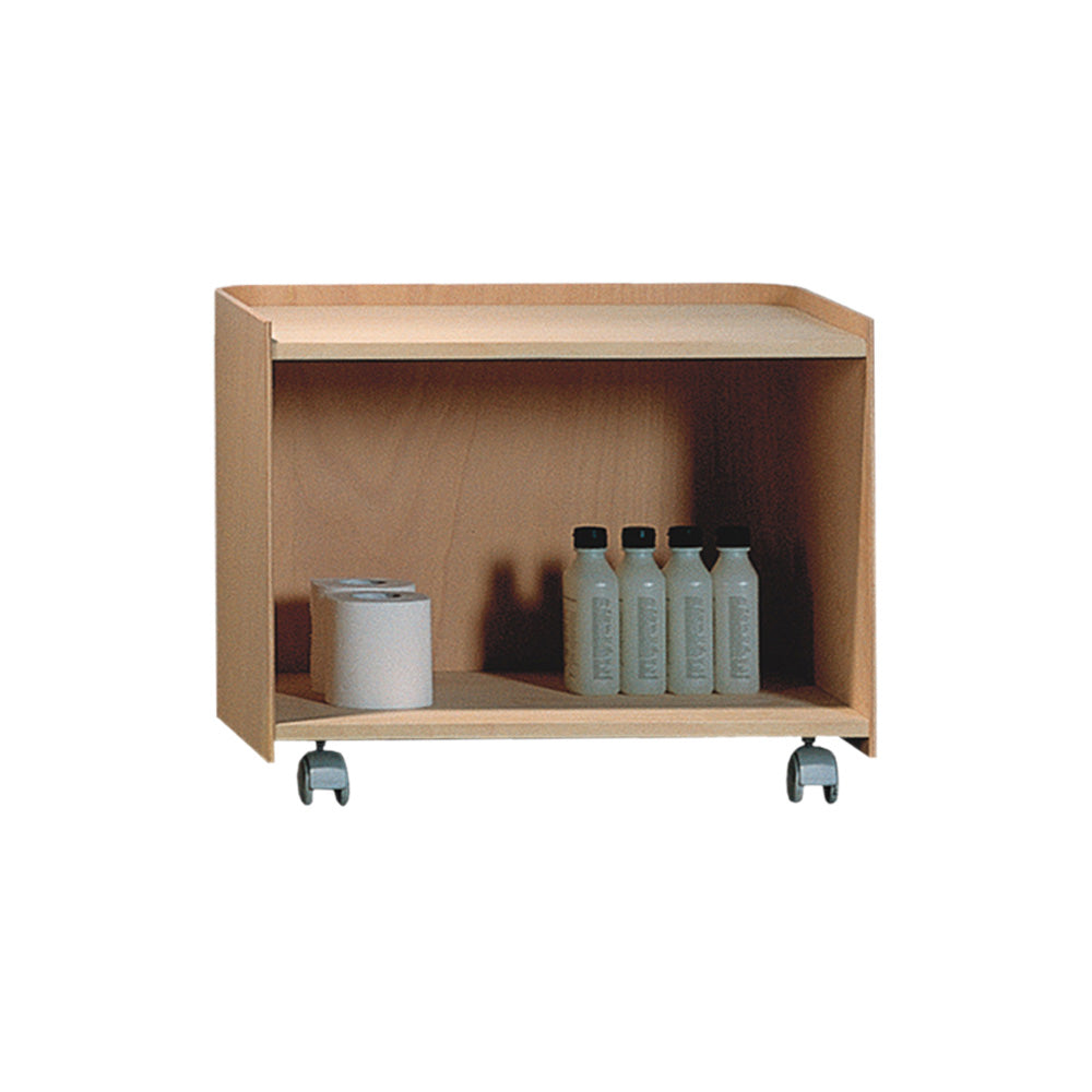 AECB55N - Aeri Large Wood Cart with Two Shelves and Casters
