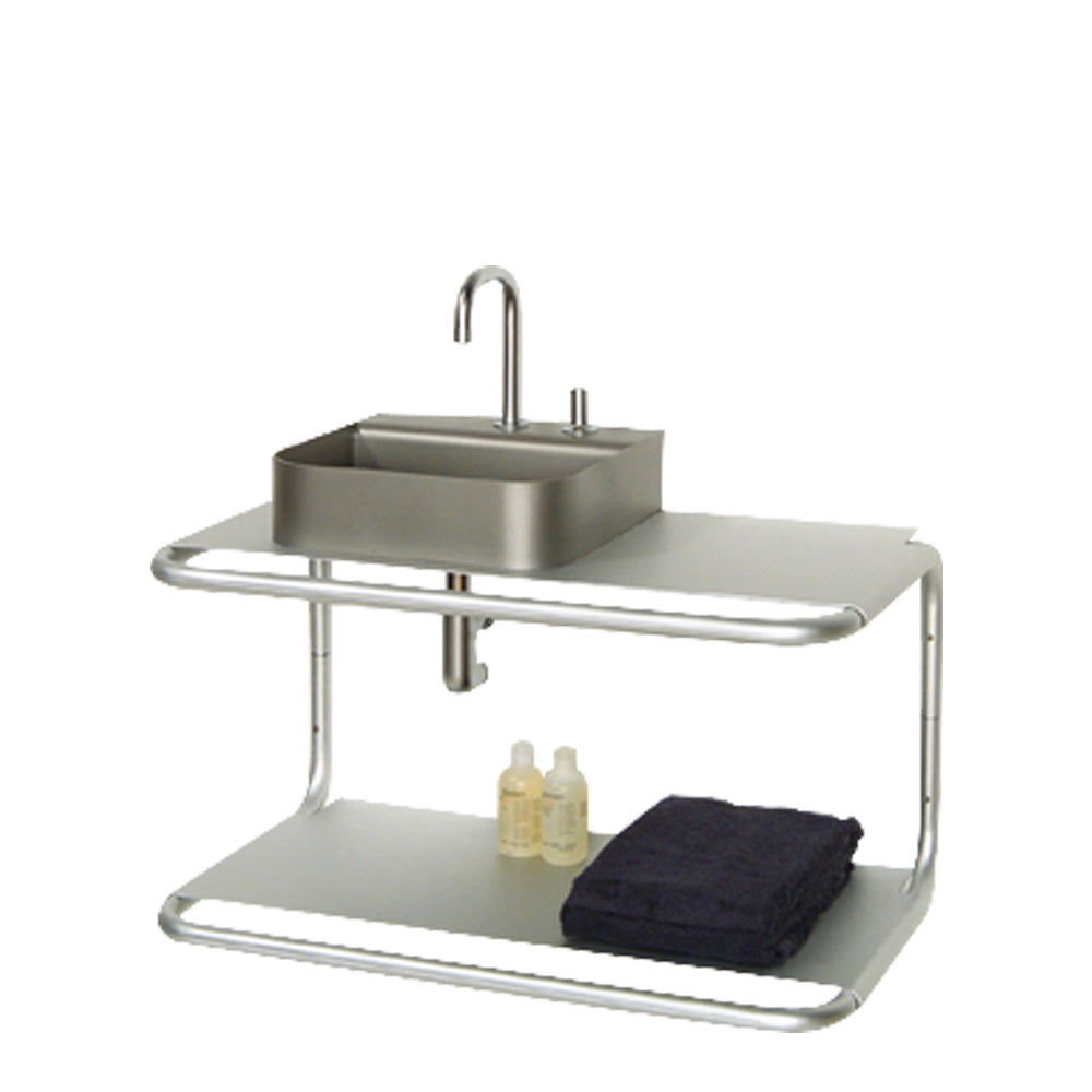 AELA285 - Aeri Double Shelf Wall Mount Aluminum Structure with Integral Towel Bar