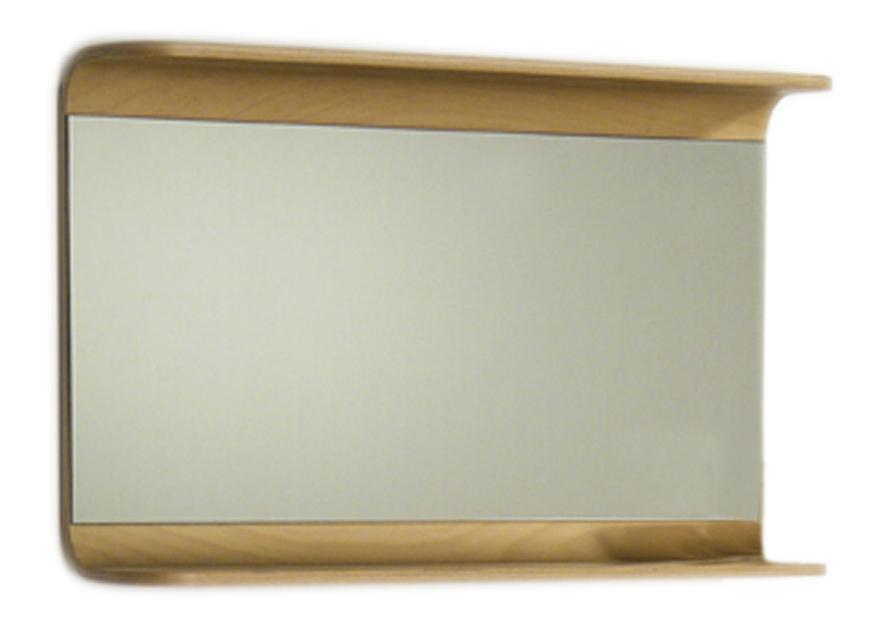 Aeri Rectangular Wall Mount Mirror with Integral Wood Shelf