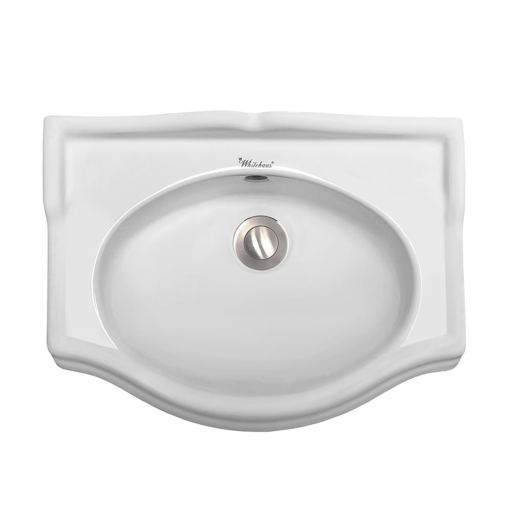 Isabella Collection 14" Small Rectangular Wall Mount Basin with Integrated Oval Bowl
