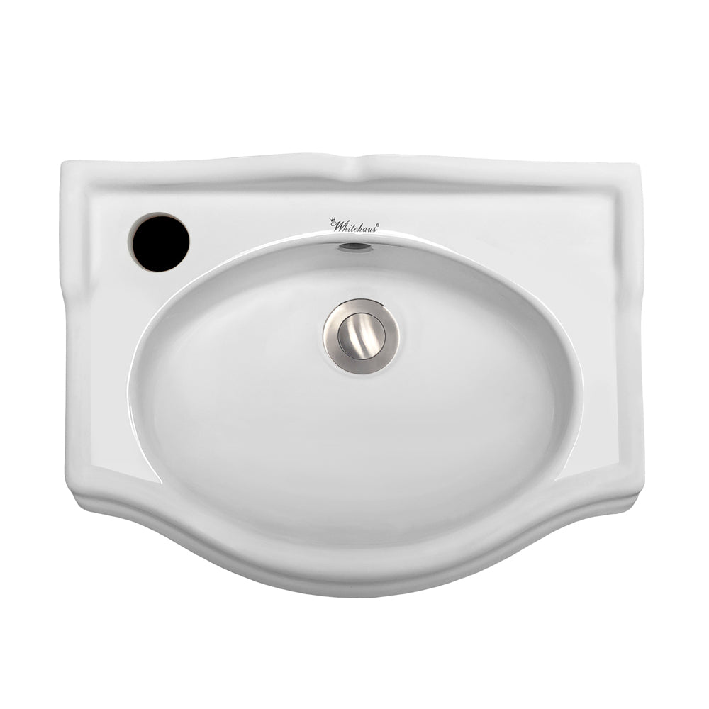 Isabella Collection 14&quot; Small Rectangular Wall Mount Basin with Integrated Oval Bowl