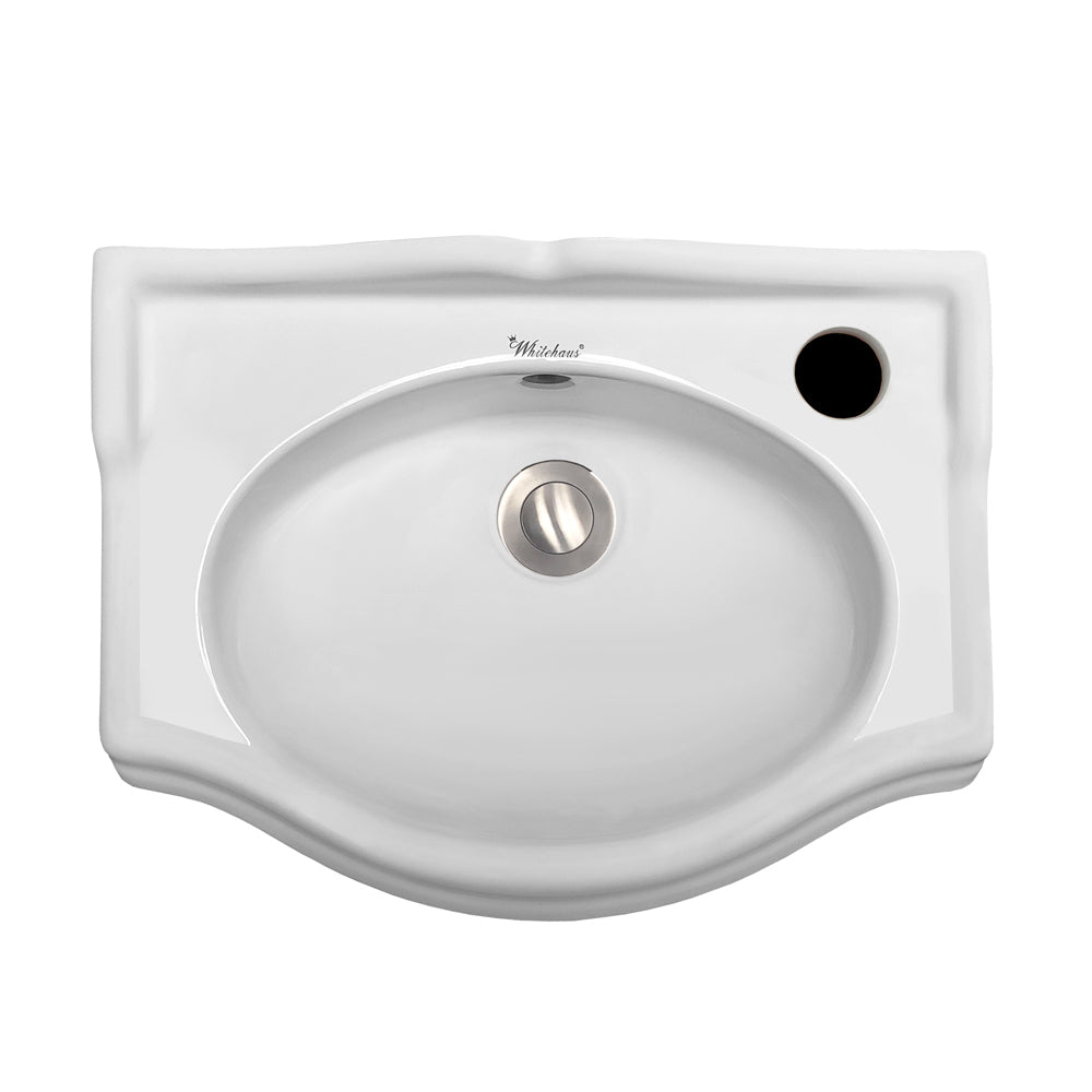 Isabella Collection 14&quot; Small Rectangular Wall Mount Basin with Integrated Oval Bowl
