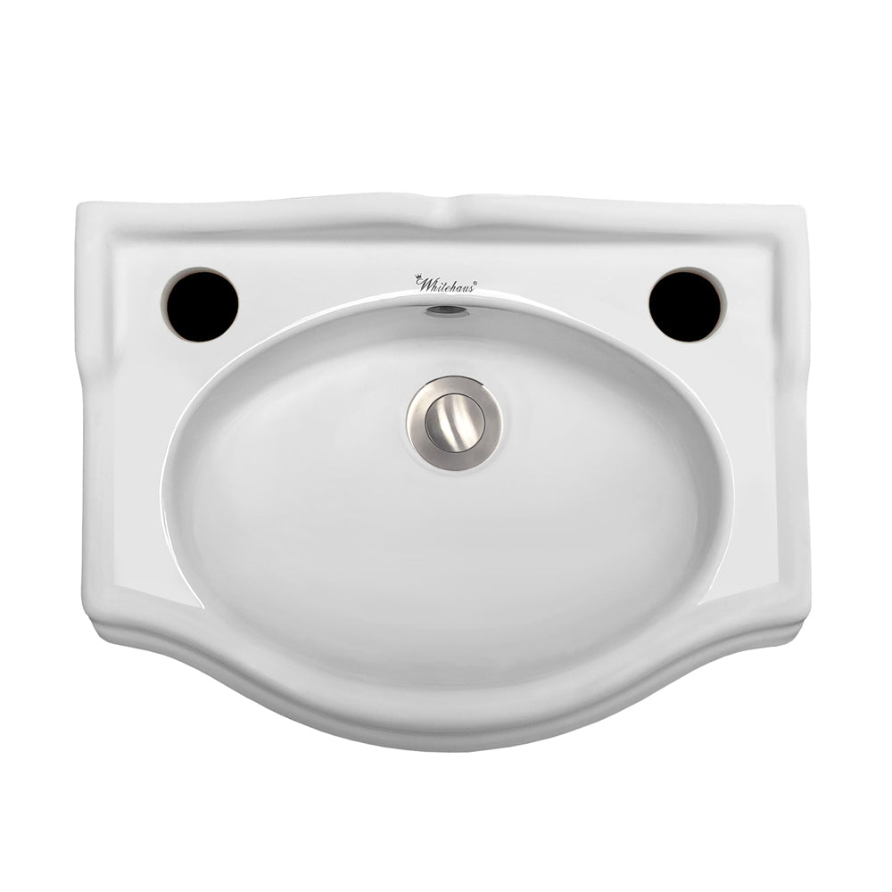 Isabella Collection 14" Small Rectangular Wall Mount Basin with Integrated Oval Bowl