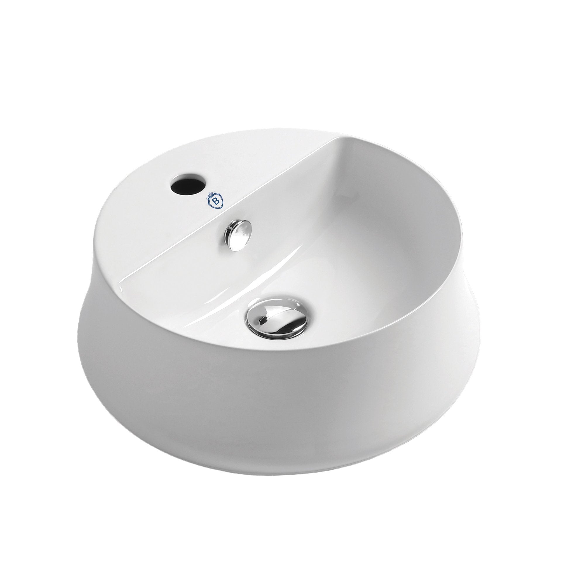 Above Mount/ Vessel Lavatory Basin With Single Faucet Drilling And Overflow