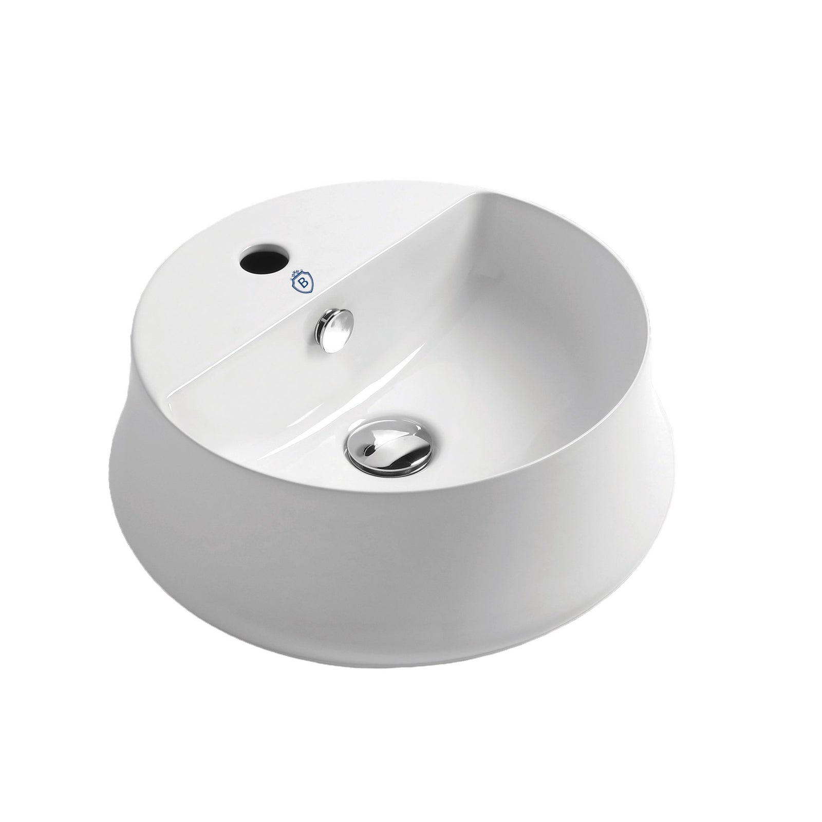 Above Mount/ Vessel Lavatory Basin With Single Faucet Drilling And Overflow