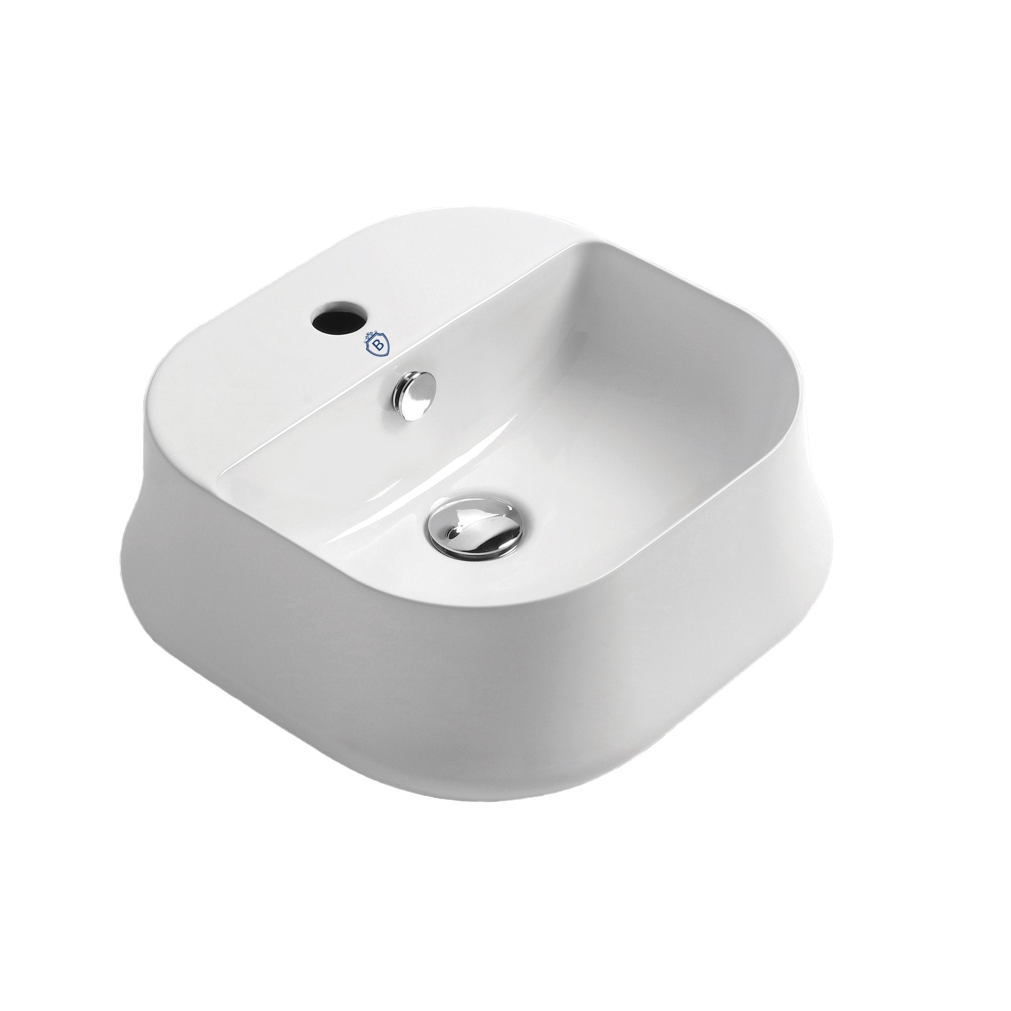 Above Mount/ Vessel Lavatory Basin With Single Faucet Drilling And Overflow