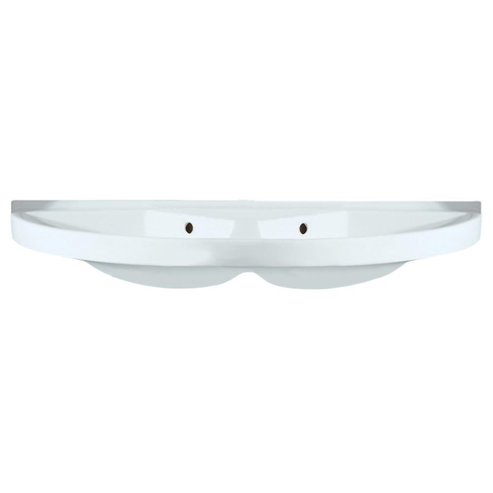 Isabella Collection 38&quot; Large U-Shaped Wall Mount Double Basin with Chrome Overflows