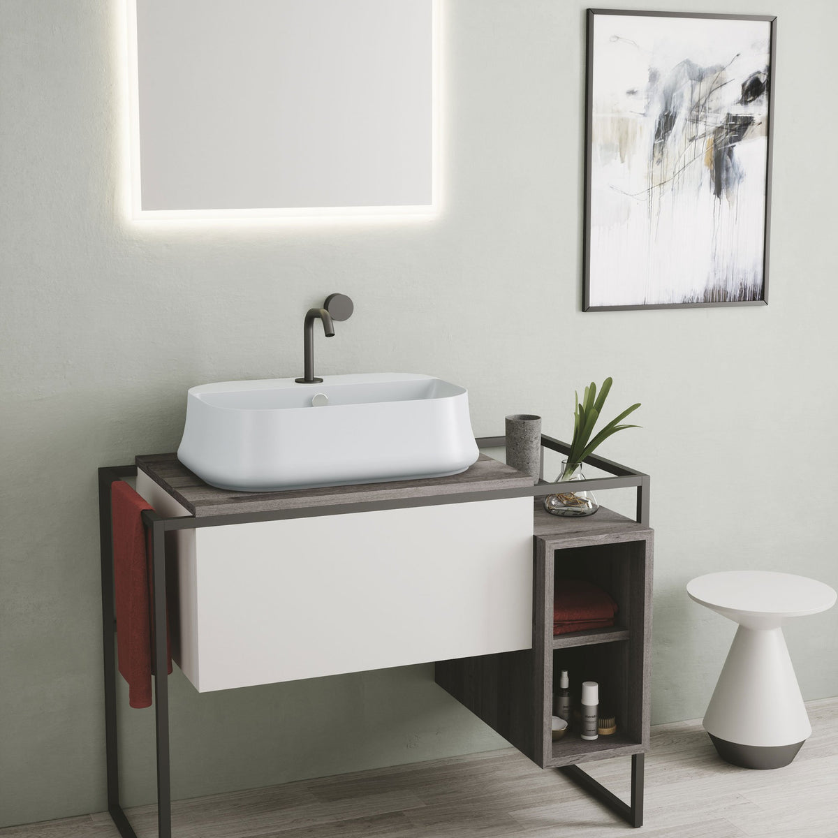 Britannia Rectangular Above Mount Basin with Single Faucet Hole Drill