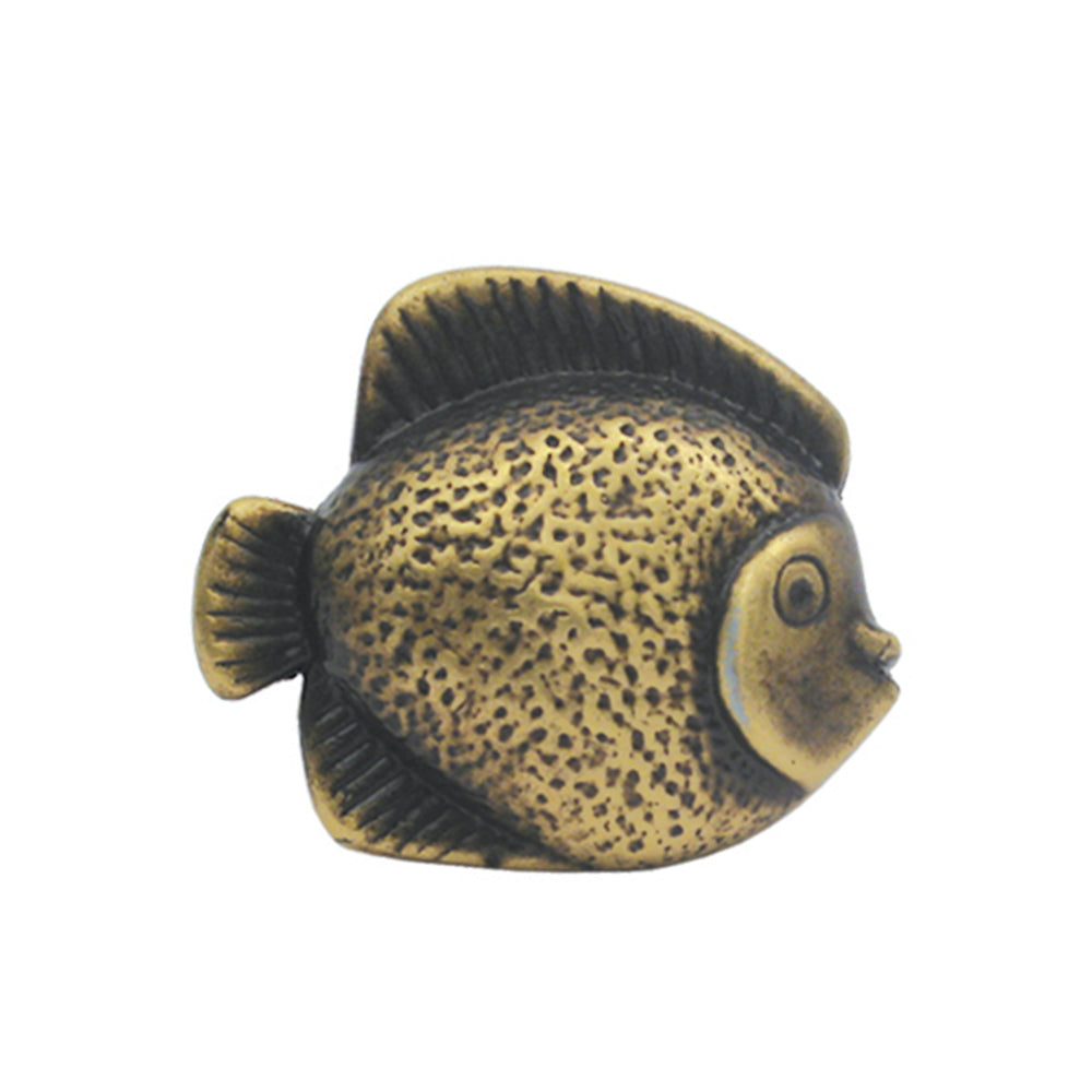 Solid brass fish-shaped knob.
