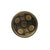 Circular-shaped knob with circular inlays made of solid brass.