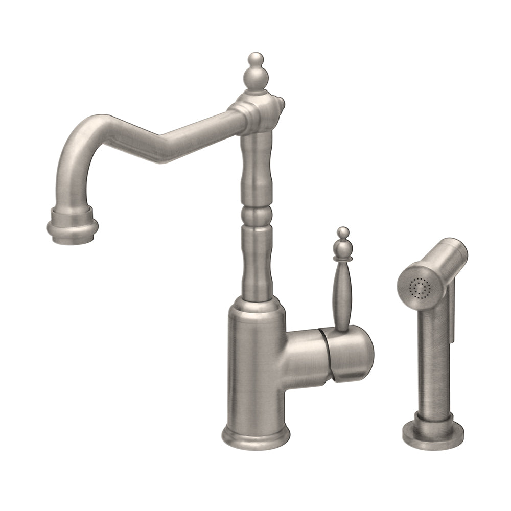 Jem Collection Single Lever Handle Faucet with Traditional Swivel Spout and Solid Brass Side Spray