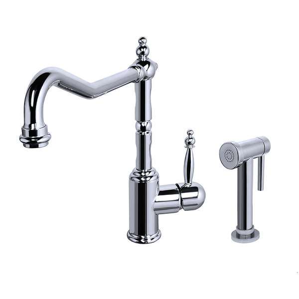 Jem Collection Single Lever Handle Faucet with Traditional Swivel Spout and  Solid Brass Side Spray