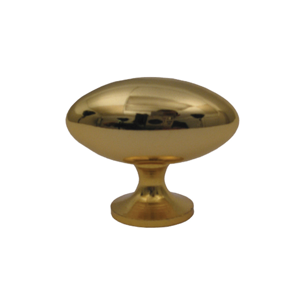 Oblong-shaped knob made of solid brass.