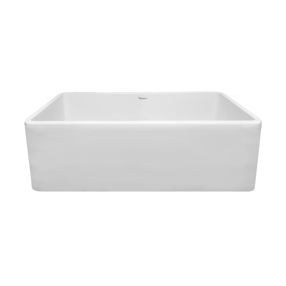 30&quot; Reversible single bowl fireclay kitchen sink with plain front apron