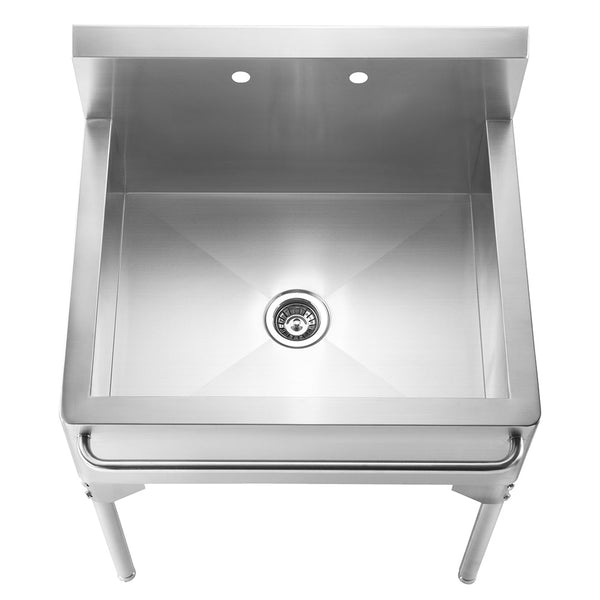 30" Pearlhaus Stainless steel single bowl freestanding utility sink wi