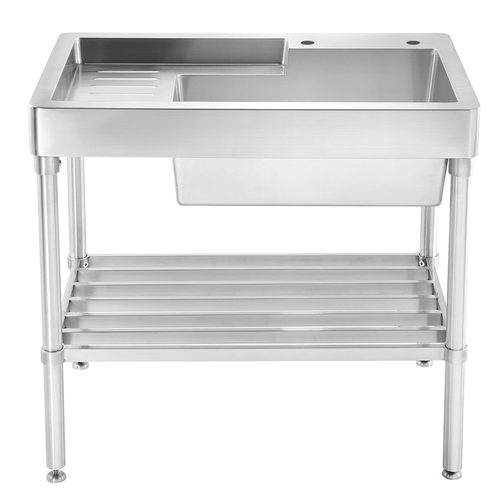 33" Pearlhaus Stainless steel single bowl, freestanding sink with drainboard & lower rack