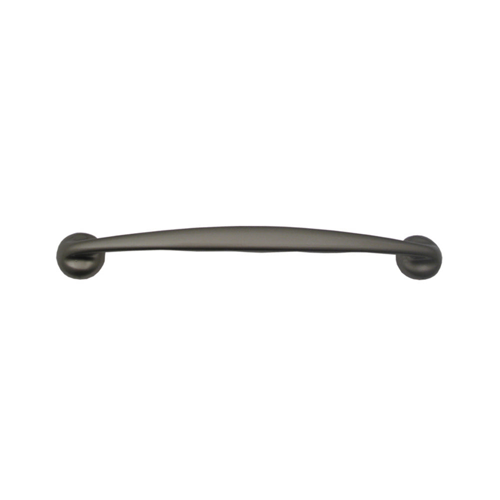 Solid brass curved pull handle with grip notches.