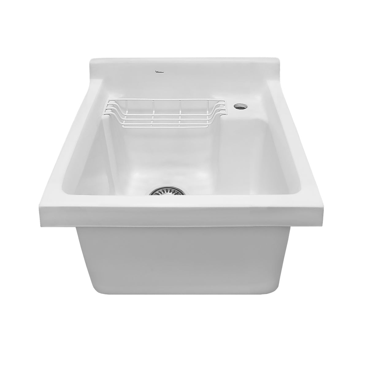 Vitreous China Single Bowl, Drop-in Sink with Wire Basket