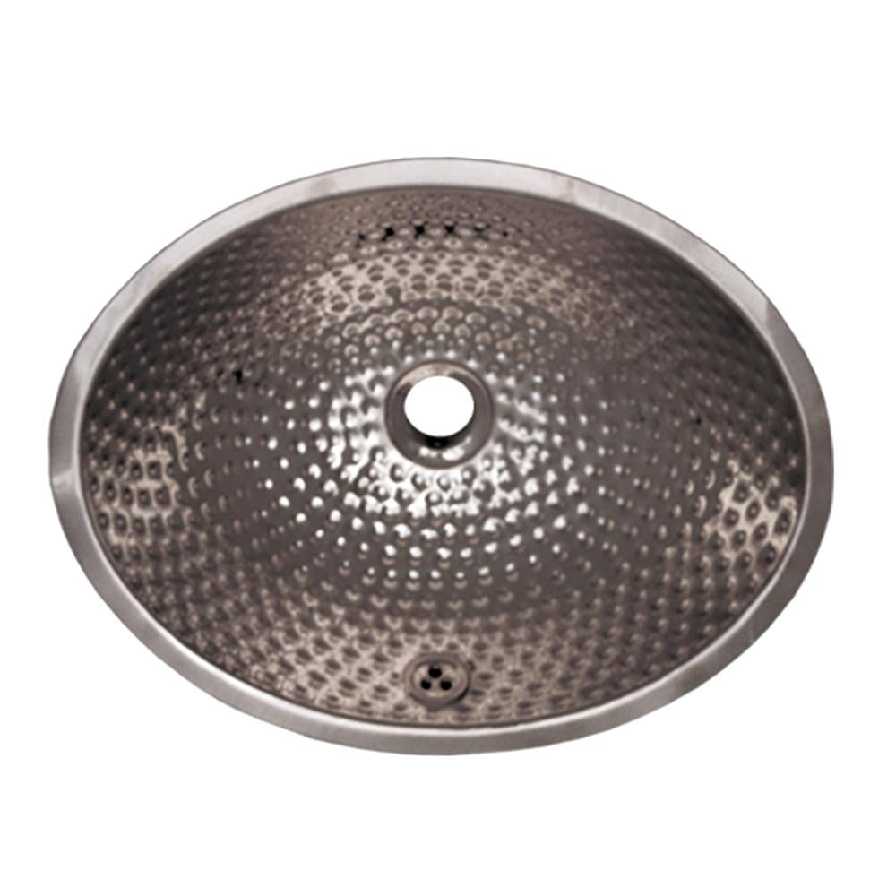 16" Decorative oval hammered textured undermount basin with overflow
