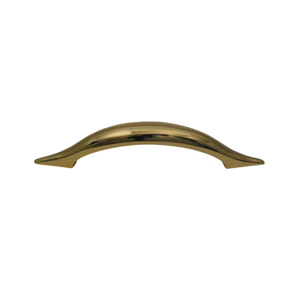 Curved pull handle made of solid brass.
