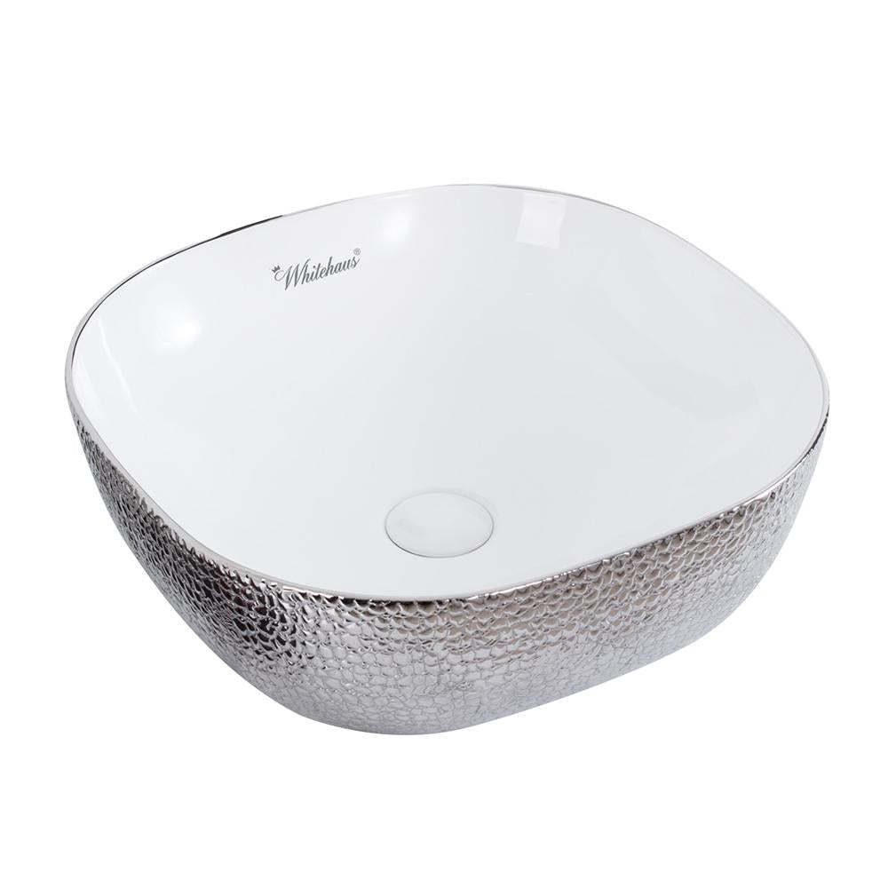 16" Square Vessel Sink with Embossed Exterior and Smooth Interior