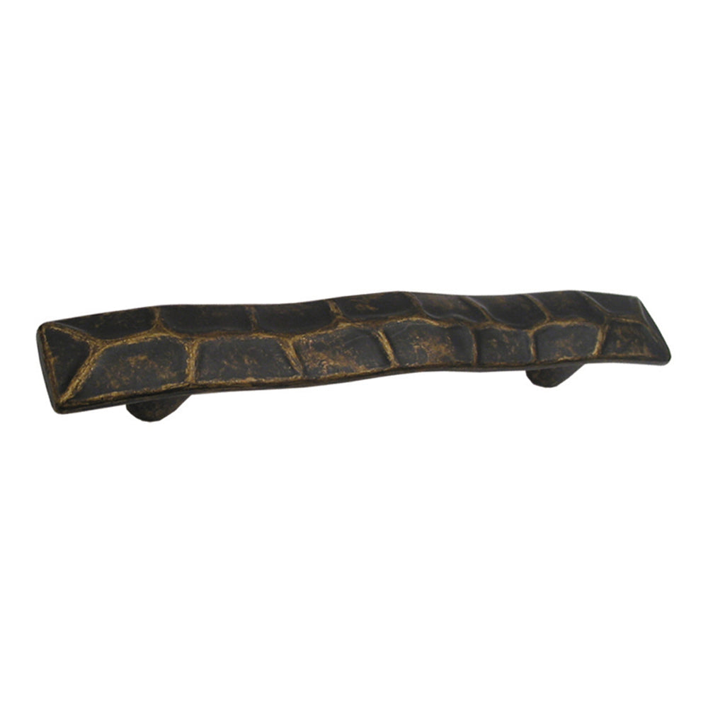 Decorative patterned pull handle made of solid brass.