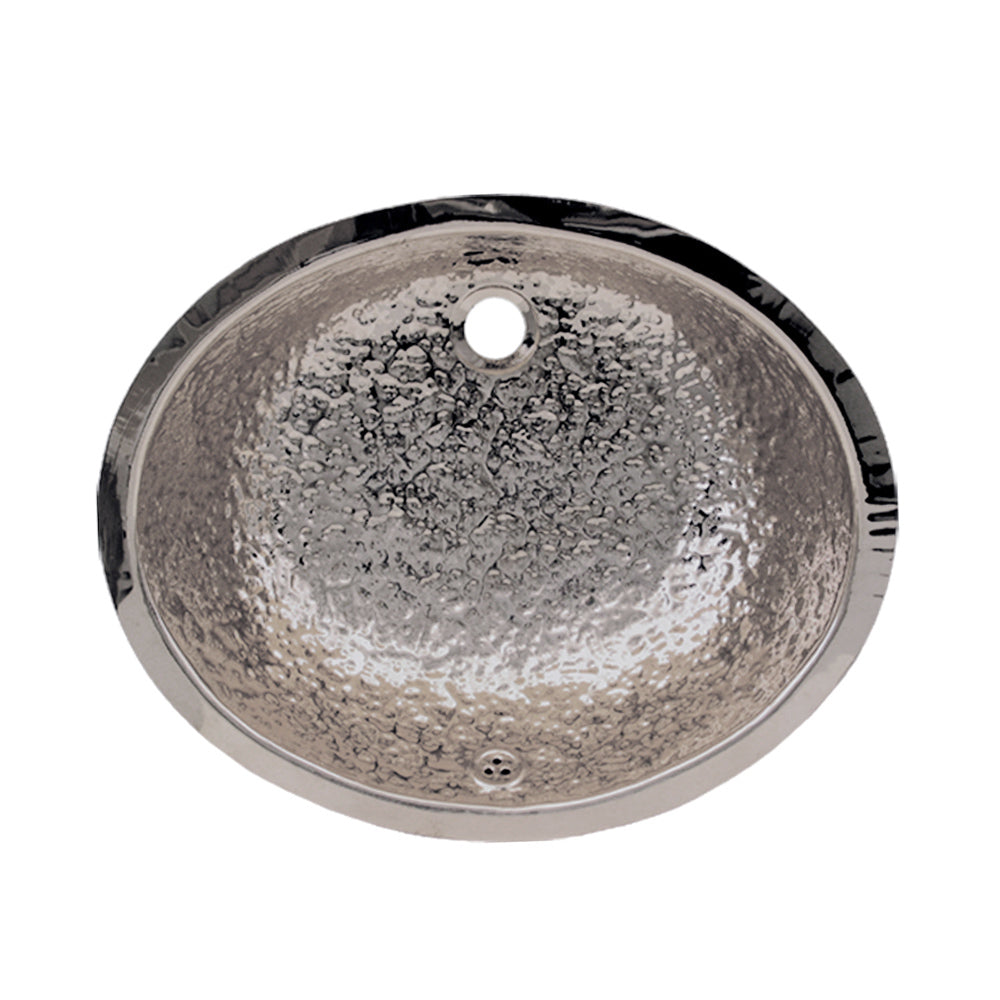 18&quot; Decorative oval hammered textured undermount basin with overflow
