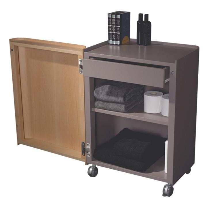 Aeri Gray Freestanding Storage Unit with a Drawer, Two Shelves and Casters