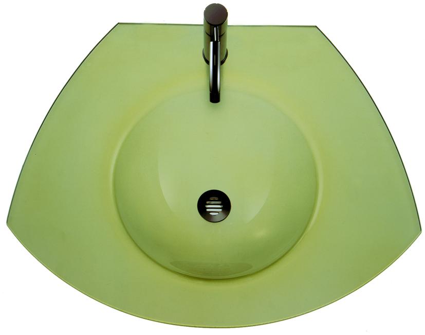 New Generation 27" Ecoloom Trapezoidal Glass Counter Top with Integrated Round Basin