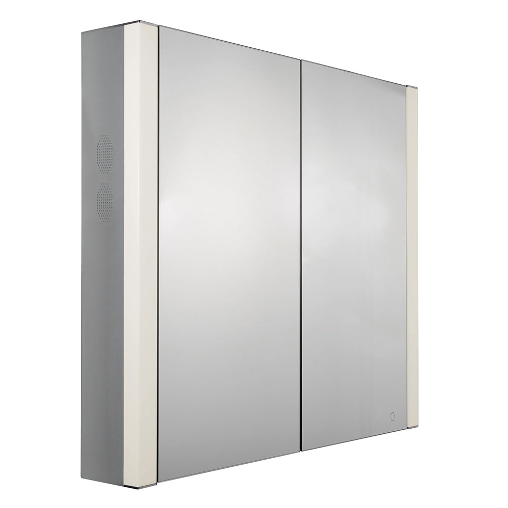 Musichaus Double Mirrored Door Medicine Cabinet with USB, SD Card, Bluetooth, FM radio, Speakers, Defogger, & Dimmer