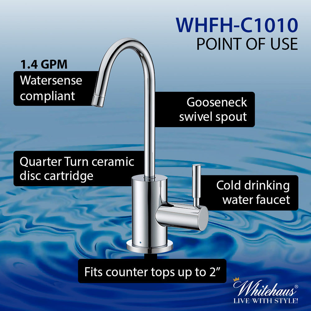 Point of Use Cold Water Drinking Faucet with Gooseneck Swivel Spout