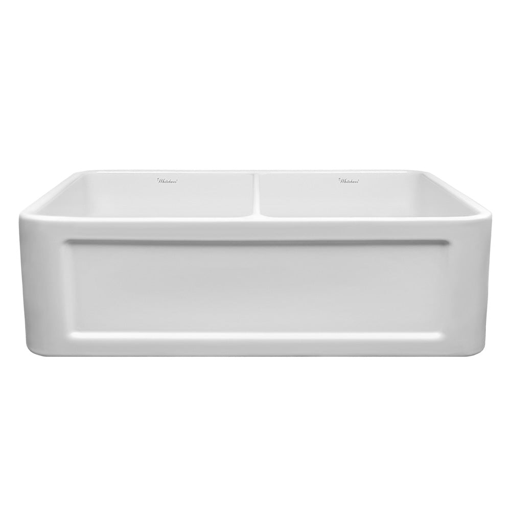 Pdpbath 33'' L Farmhouse / Apron Double Bowl Ceramic Kitchen Sink