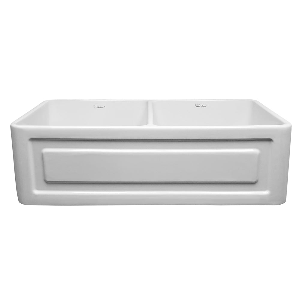 Pdpbath 33'' L Farmhouse / Apron Double Bowl Ceramic Kitchen Sink