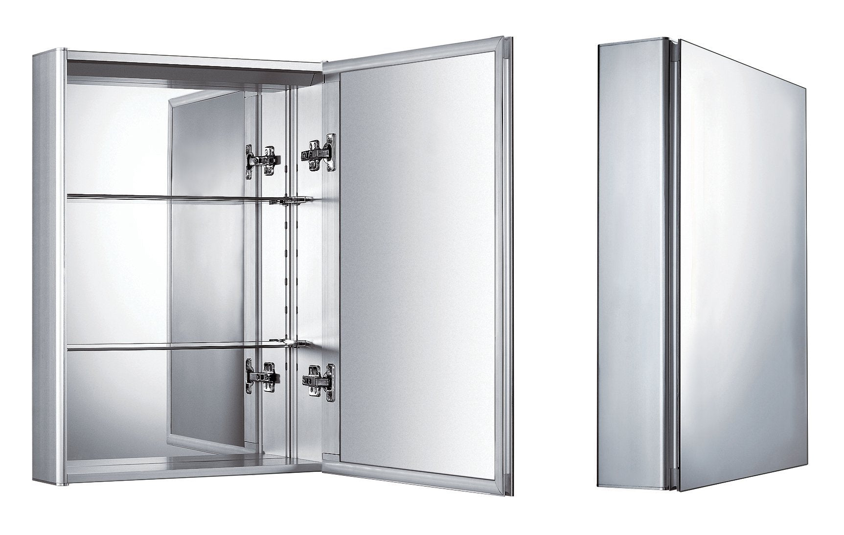 Medicinehaus Single Mirrored Door Anodized Aluminum Surface Mount Medicine Cabinet